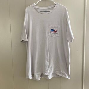 Vineyard Vines American Flag Whale Pocket Tee 2XB Men’s Classic Fit White